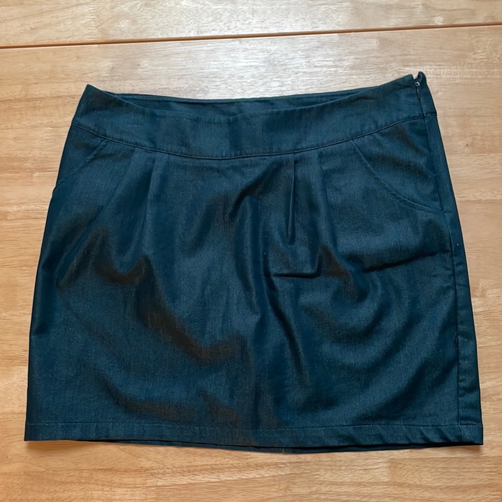 Mossimo Womens 10 Stretch Mini Skirt Dark Blue Pockets Size Zipper